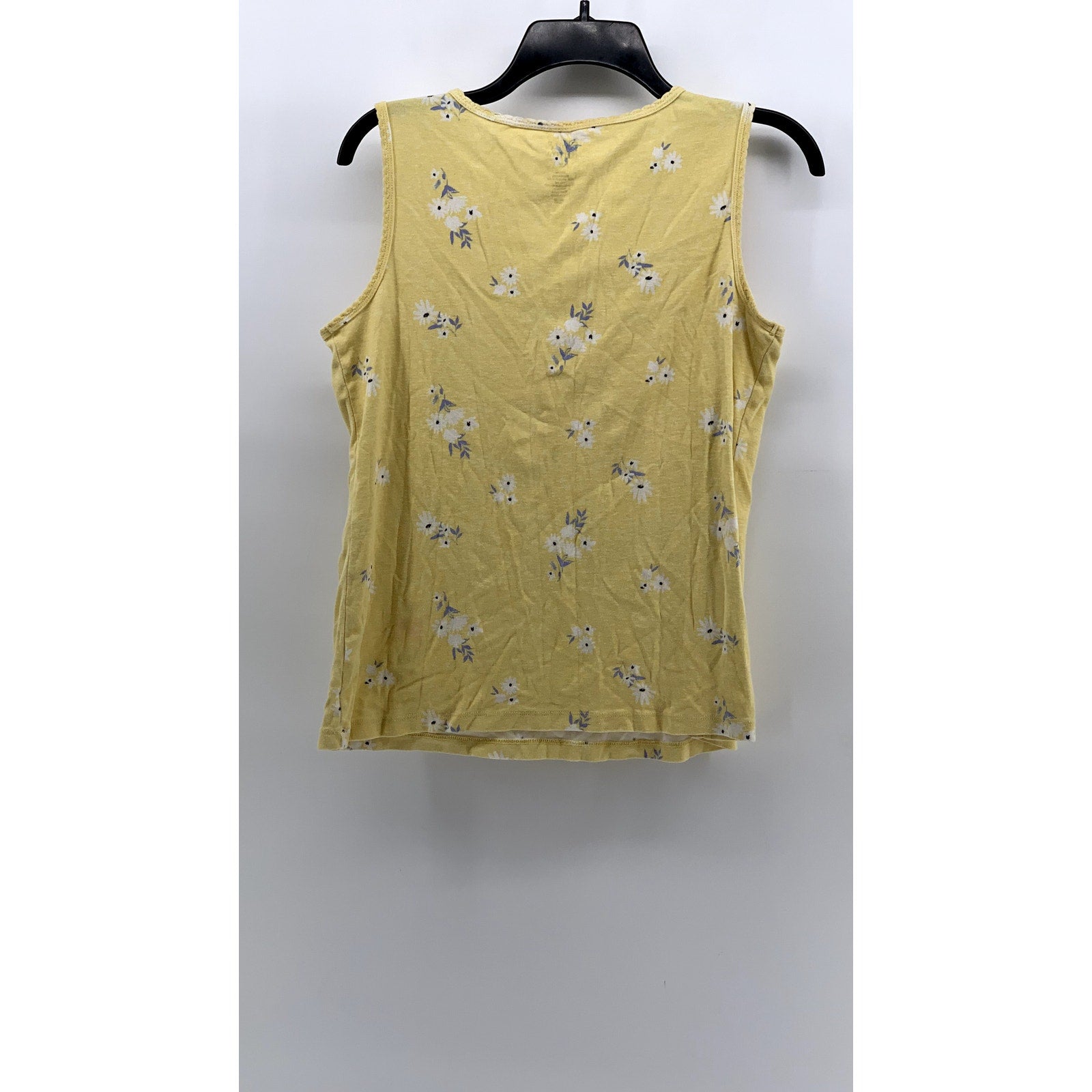 CROFT & BARROW Women's Yellow Floral Print Crewneck Tank Top SZ M