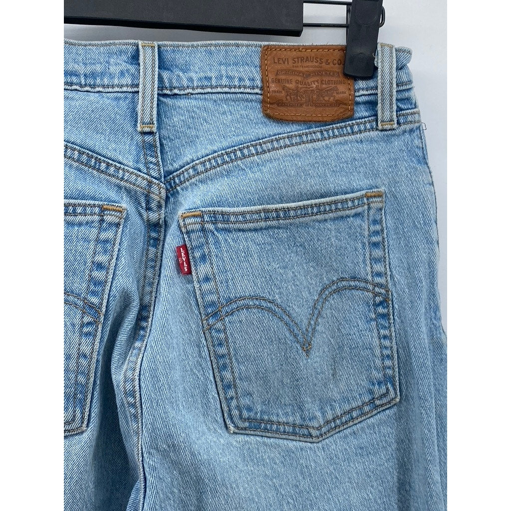 LEVI'S Women's Light Wash Denim Ribcage Straight Ankle Button-Fly Jeans SZ 27