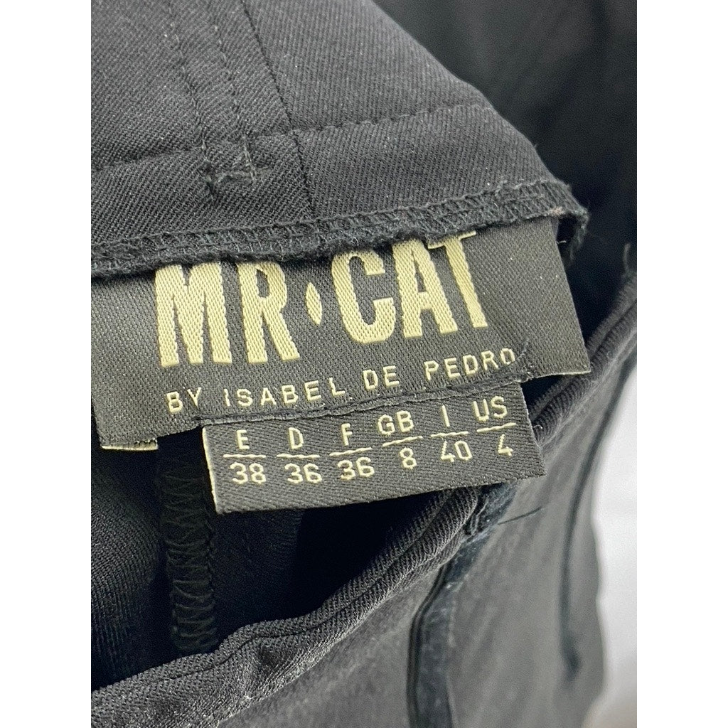 MR. CAT By Isabel De Pedro Women's Black Button-Front Skinny Stirrup Pant SZ 4