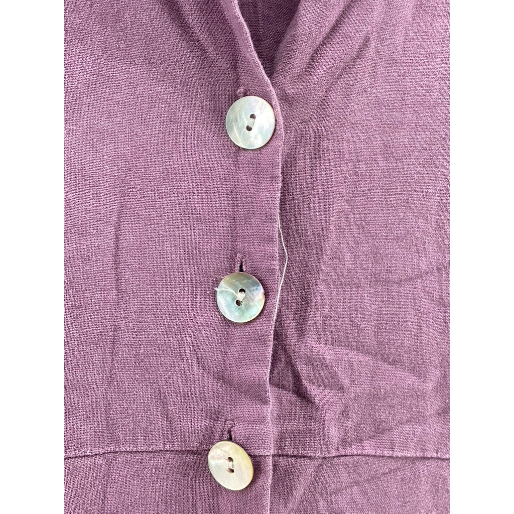 MADEWELL Women's Antique Purple Linen-Blend Kacie Button-Up Mini Dress SZ 2