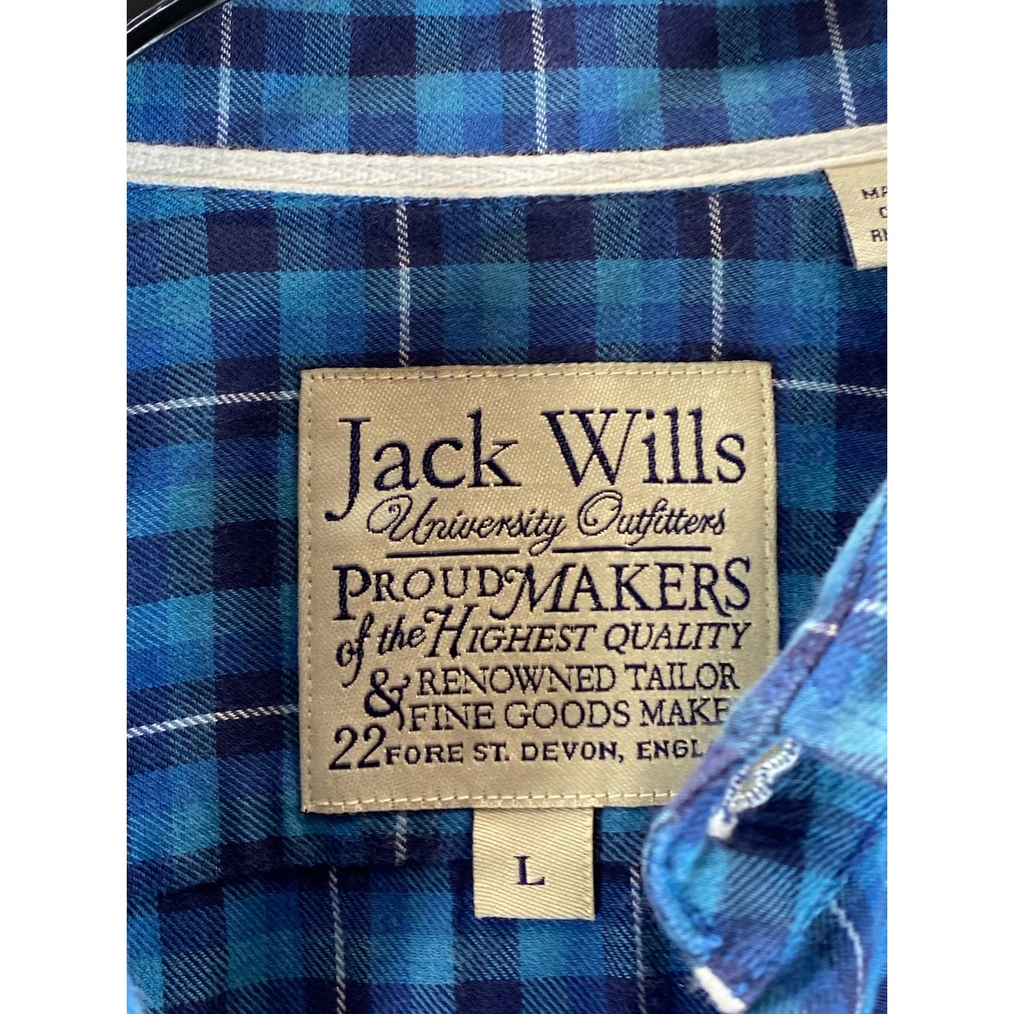 JACK WILLS Men's Blue Gingham Windowpane Button-Up Long Sleeve Shirt SZ L