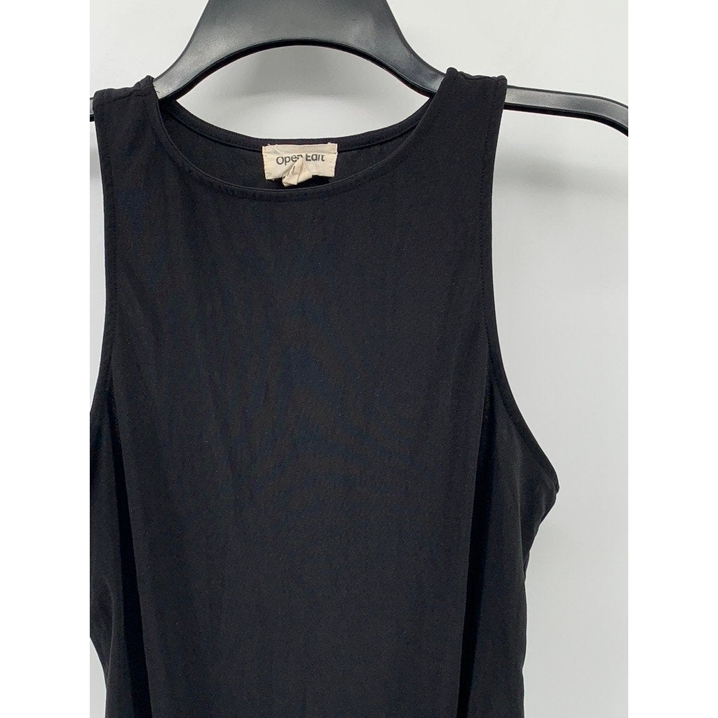 OPEN EDIT Women's Black Crewneck Cutout Back Bodysuit SZ S