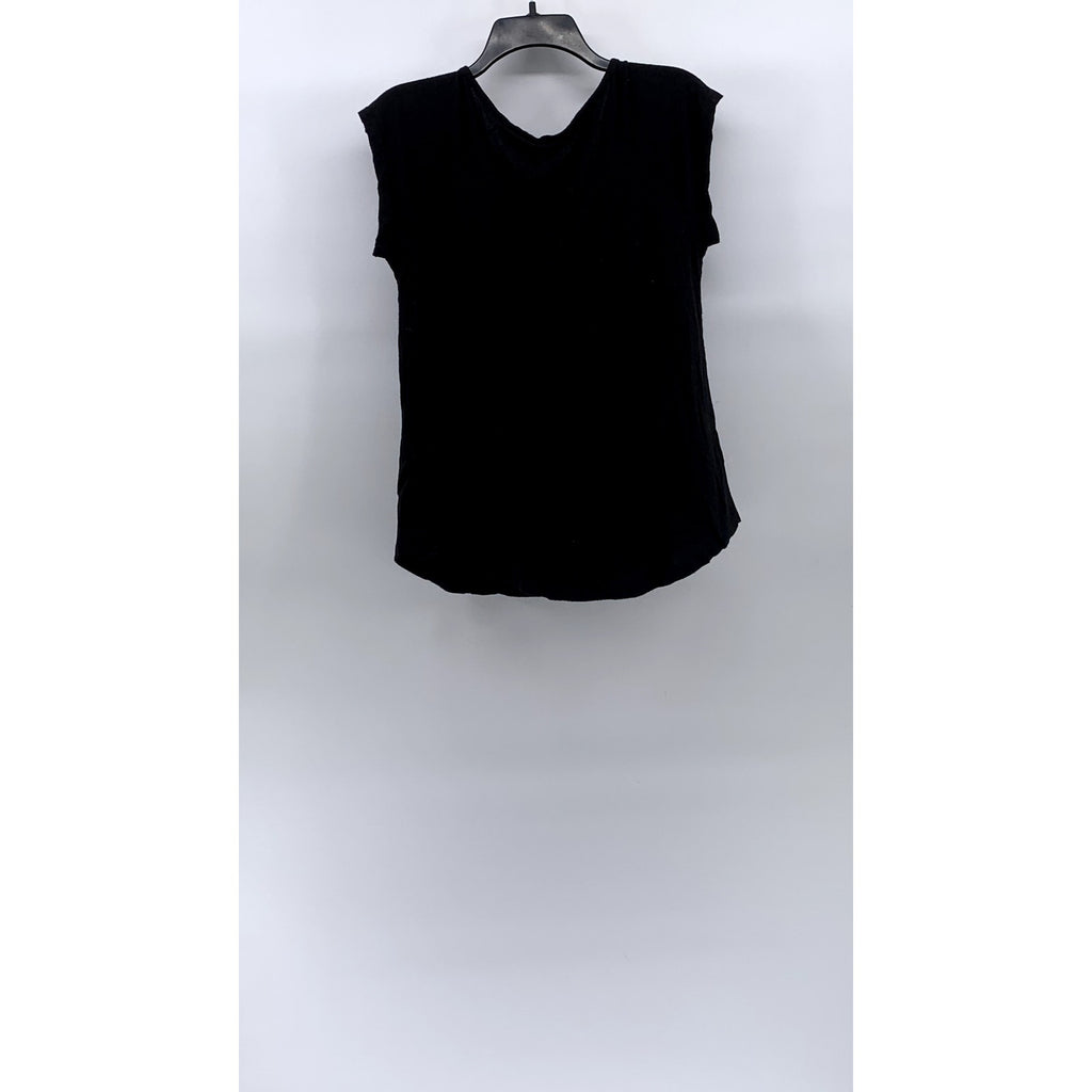 DEX Women’s Black Lace-Up Crewneck Short Sleeve Top SZ S