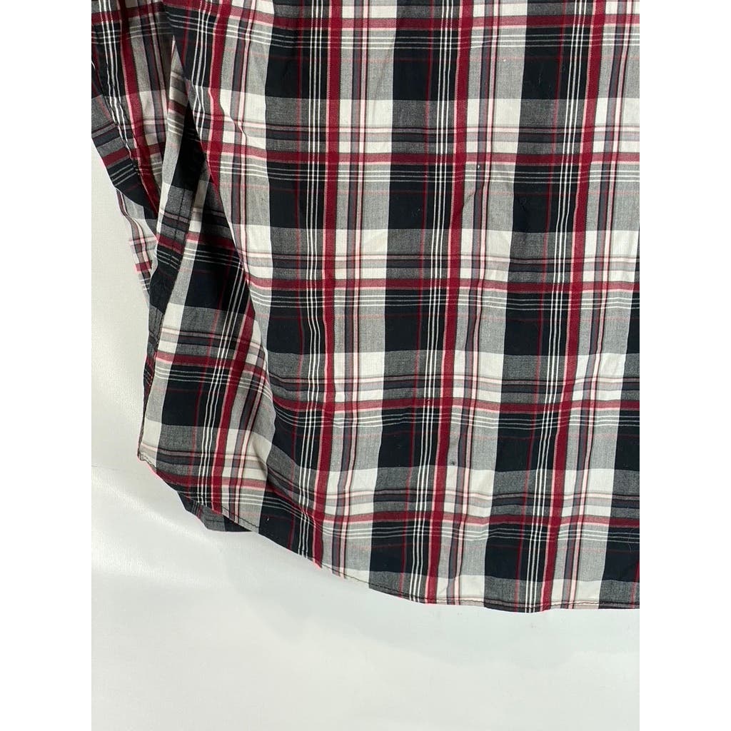 HELIX Men's Red/Black Western Plaid Athletic-Fit Button-Up Shirt SZ XL