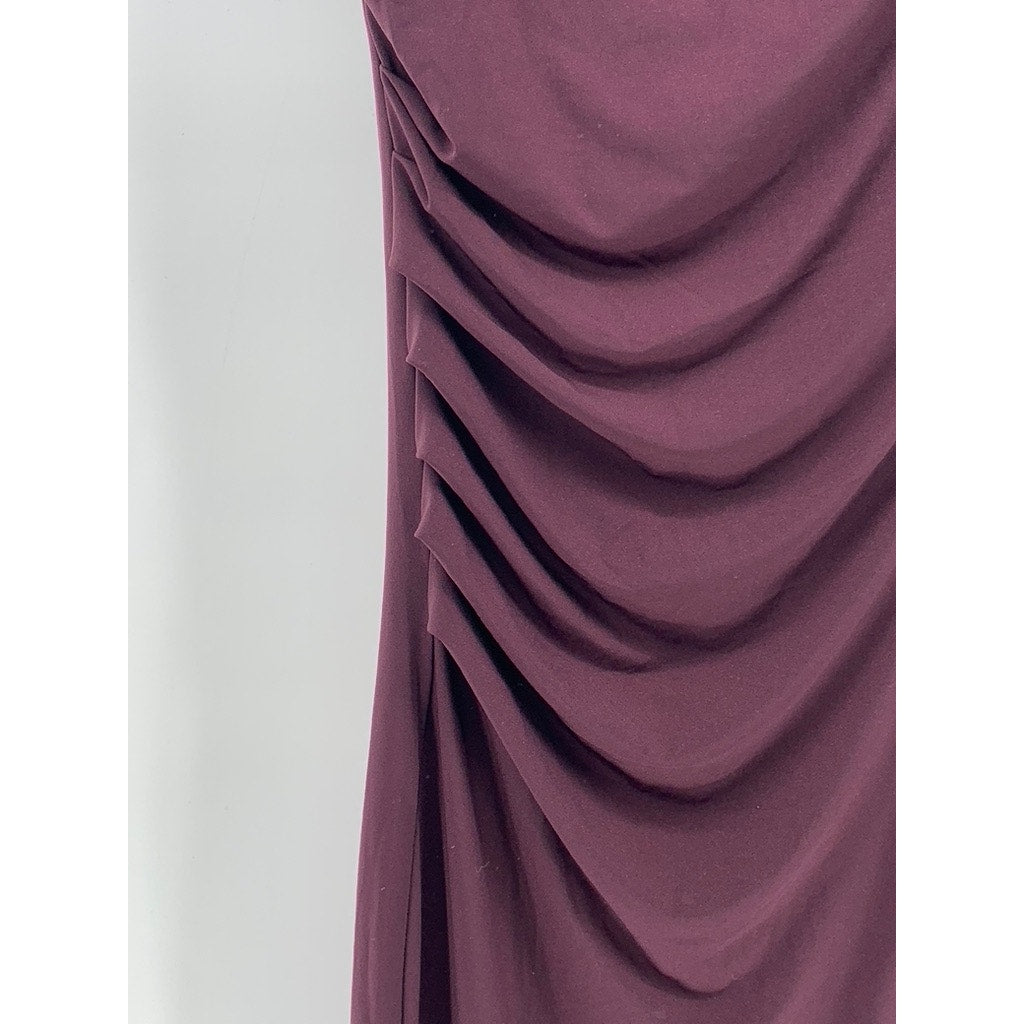 DIIVDED By H&M Women's Wine Ruched Mock-Neck Sleeveless Bodycon Maxi Dress SZ M