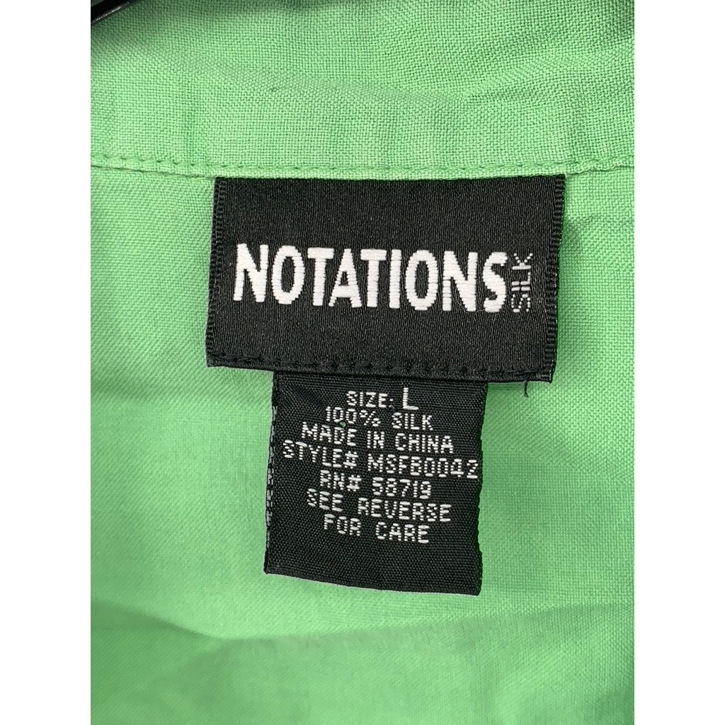 NOTATIONS Women's Green Silk Button-Up Sleeveless Top SZ L