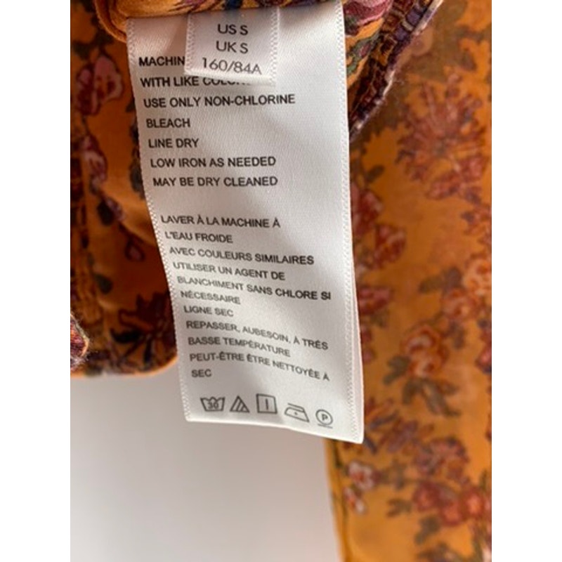 URBAN OUTFITTERS Women's Orange Floral Printed Bell Long Sleeve Top SZ S