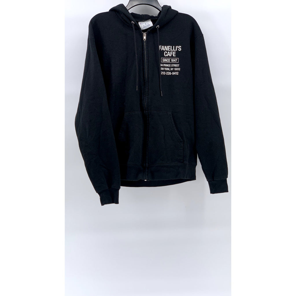 CHAMPION Men's Black Graphic Zip-Up Hooded Long Sleeve Sweater SZ M