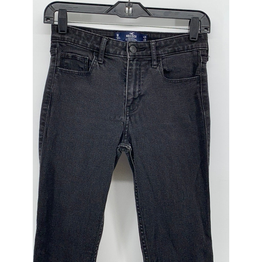 HOLLISTER Women's Black Mid-Rise Super Skinny Jeans SZ 25
