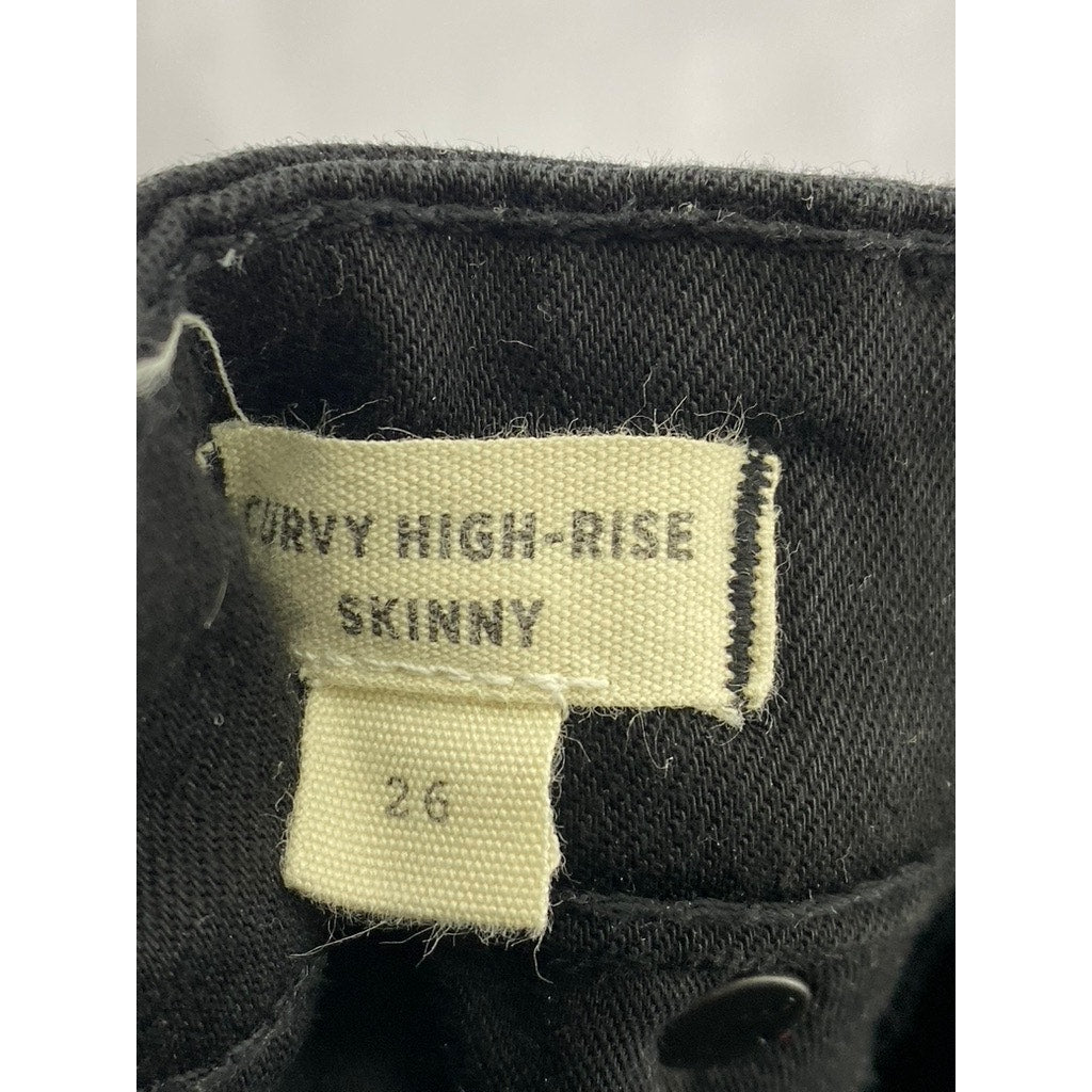 MADEWELL Women's Black Solid Denim Curvy High-Rise Skinny Jeans SZ 26