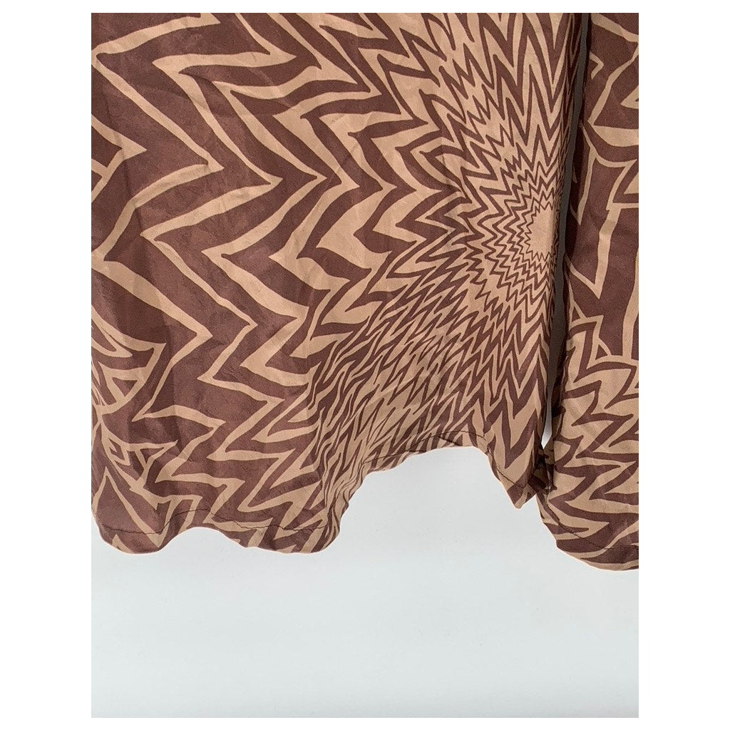 ATTIC & BARN Women's Brown Seta Silk Printed Casual Pocketless Pant SZ 42(US6)