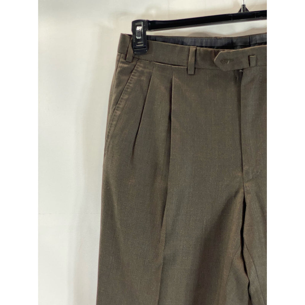 ERMENEGILDO ZEGNA Men's Brown Pleated Front Wool Suit Pants SZ 36