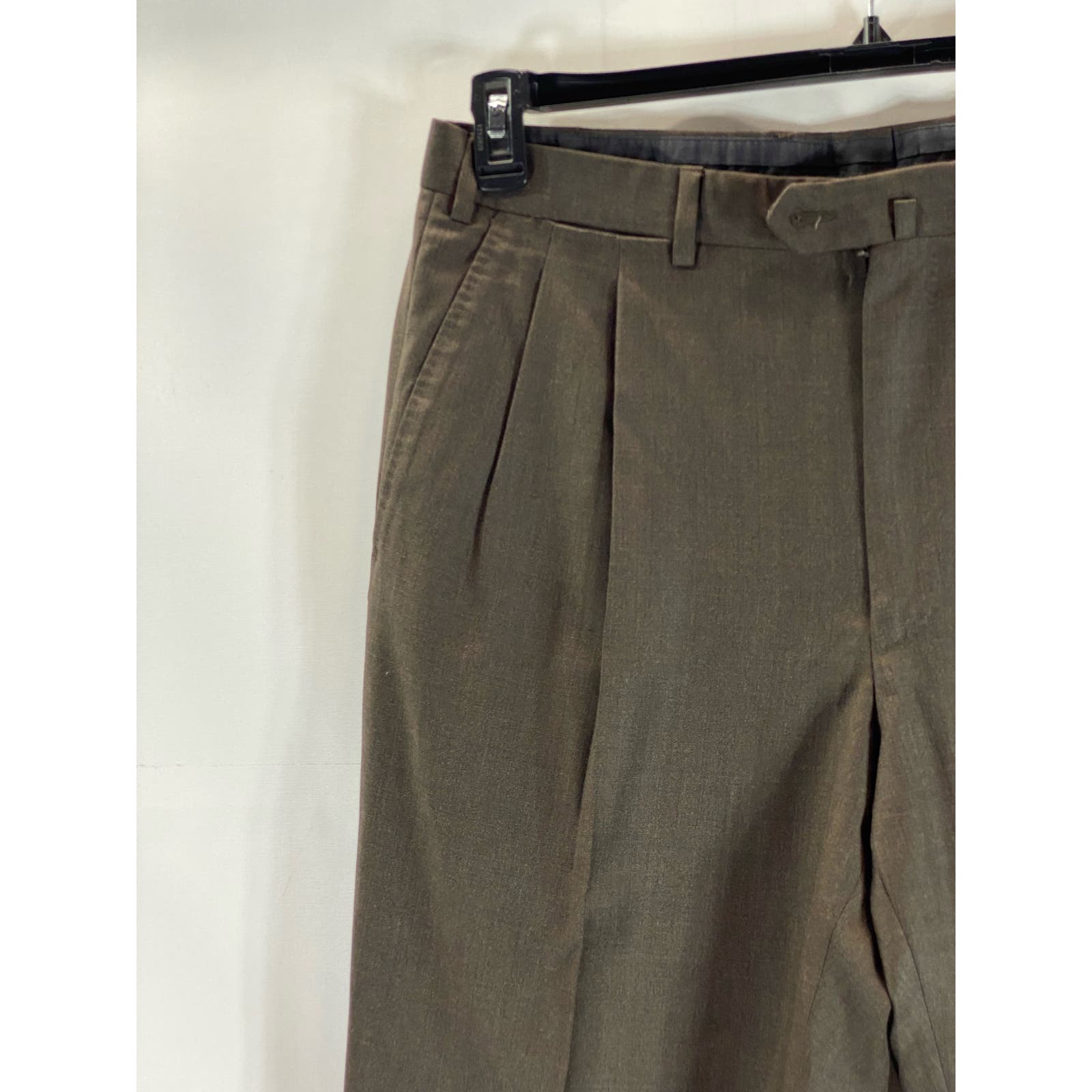 ERMENEGILDO ZEGNA Men's Brown Pleated Front Wool Suit Pants SZ 36