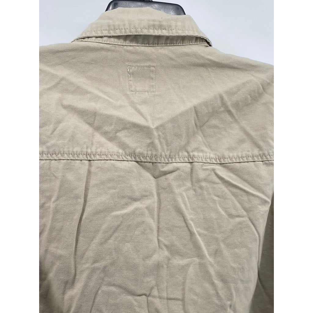 KENSIE JEANS Women's Tan Oversized Button-Up Long Sleeve Top SZ M