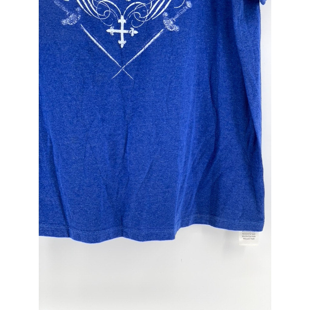 ROUTE 66 Men's Blue Y2K Printed Crewneck Short Sleeve T-Shirt SZ XL
