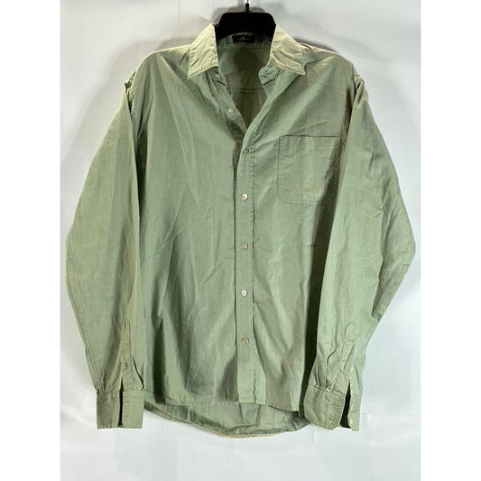 7 FOR ALL MANKIND Men's Green Button-Up Long Sleeve Shirt SZ L