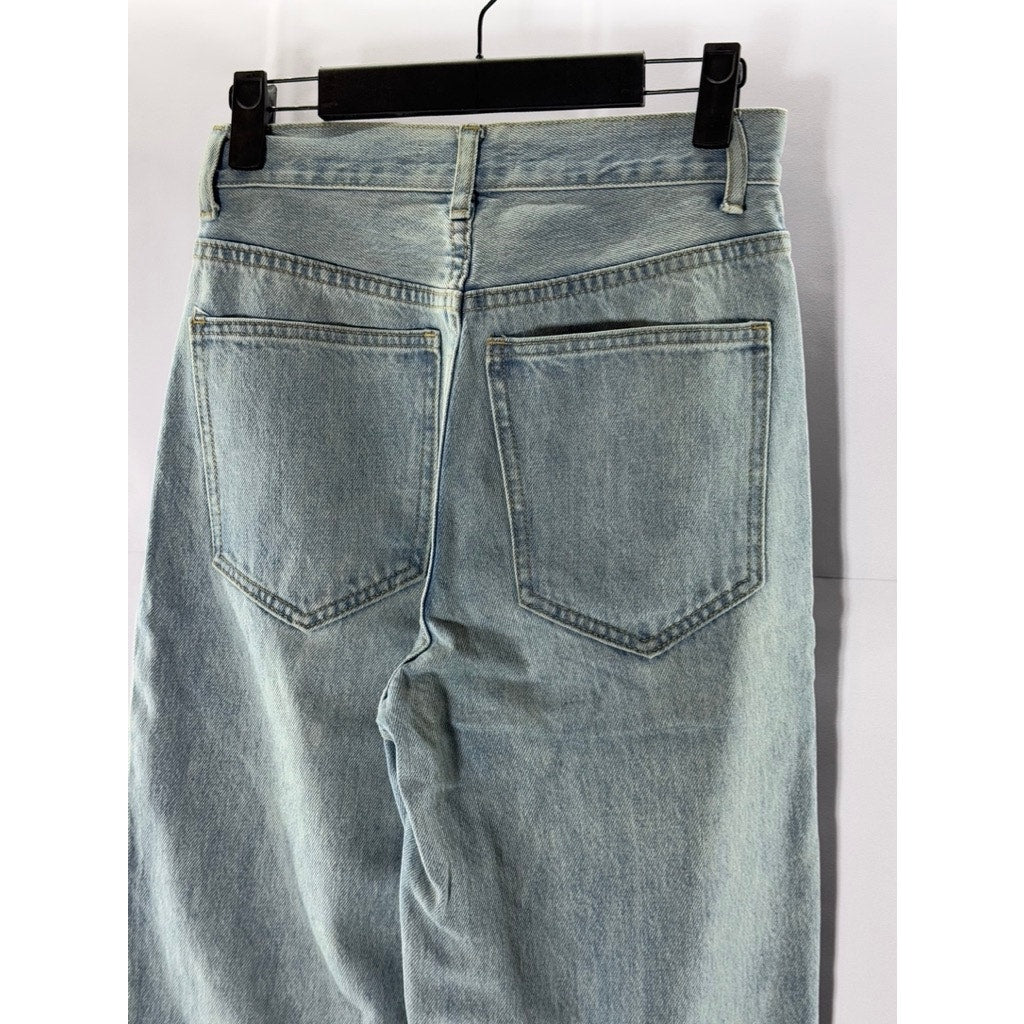 IN/CO Women's Light Blue Asymmetrical Waist Denim Straight-Leg Jeans SZ 23