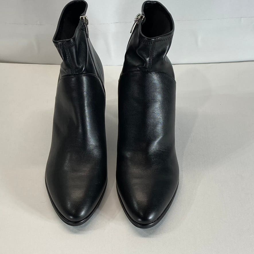 MARC FISHER Women's Black Faux Leather Dyvine Block-Heel Ankle Booties SZ 10