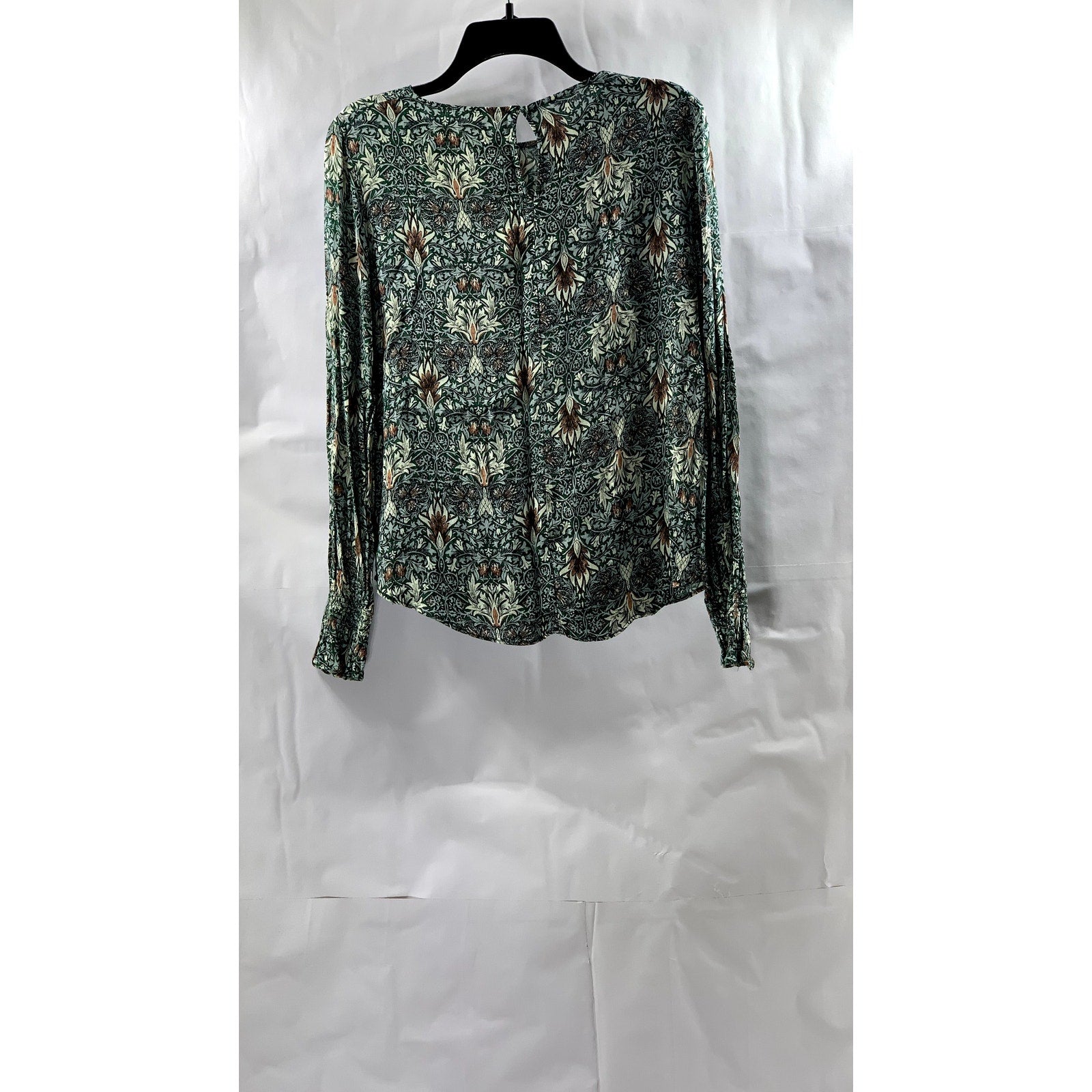 MORRIS & CO X H&M Women's Green Floral Crewneck Long Sleeve Top SZ 6