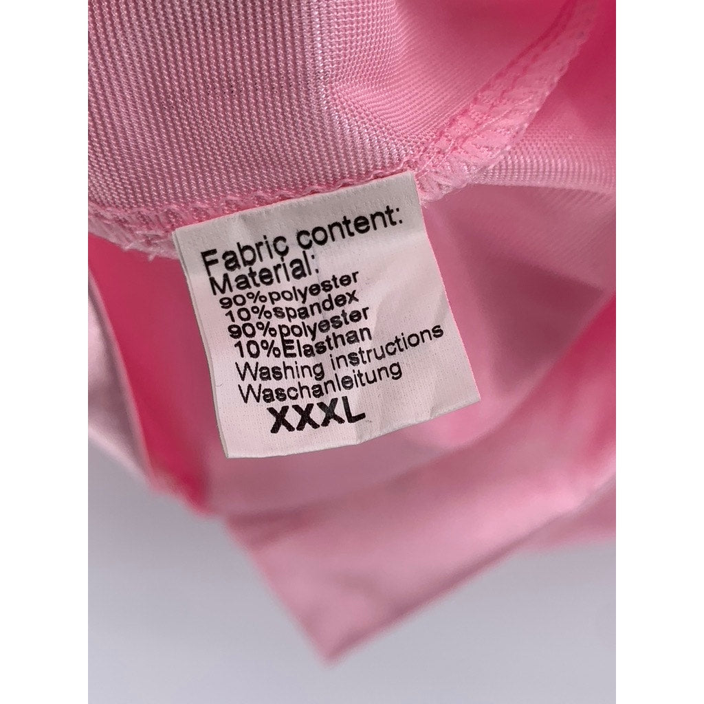 UNBRANDED Women's Light Pink Satin Collarless Script Logo Zip-Up Jacket SZ 3XL