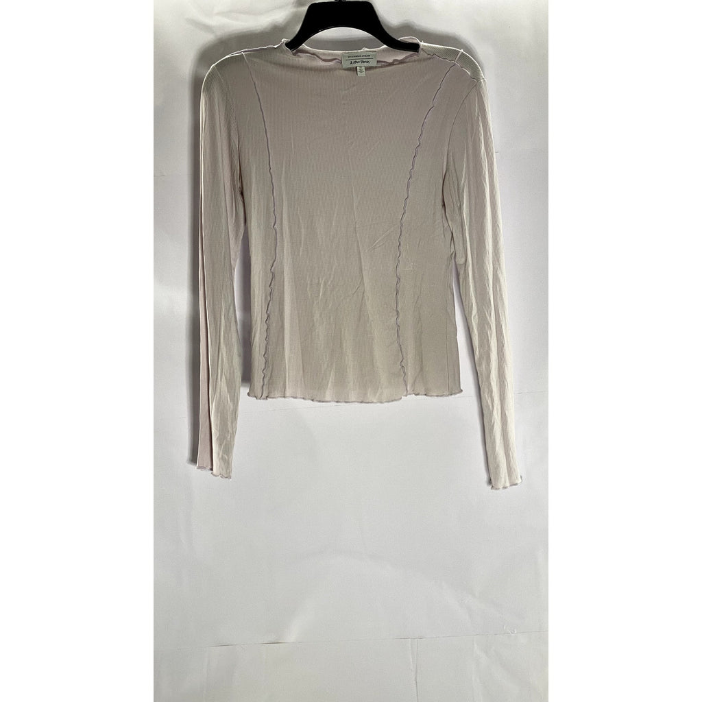 STOCKHOLM ATELIER & OTHER STORIES Blush Lettuce Trim Long Sleeve Rib Top SZ S