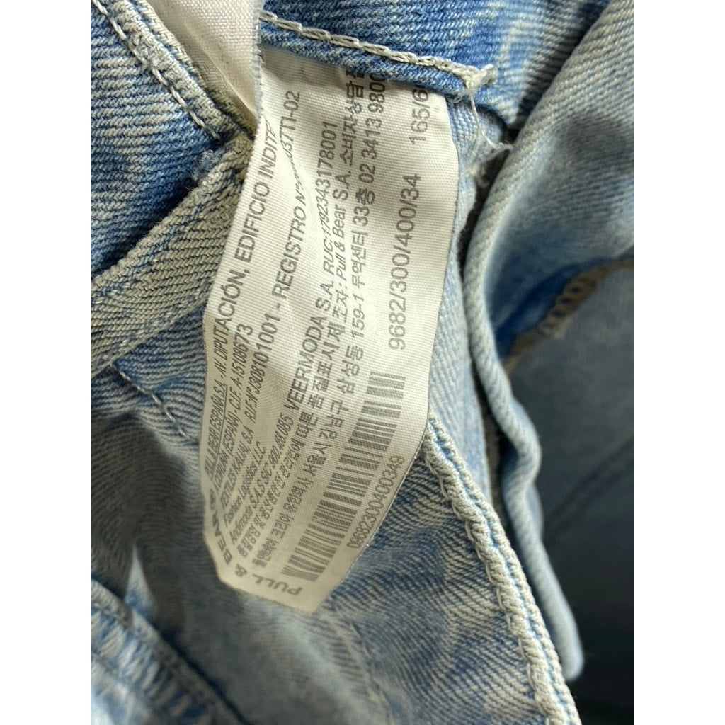 PULL&BEAR Women’s Light Blue Denim Straight-Leg Mom Jeans SZ 2