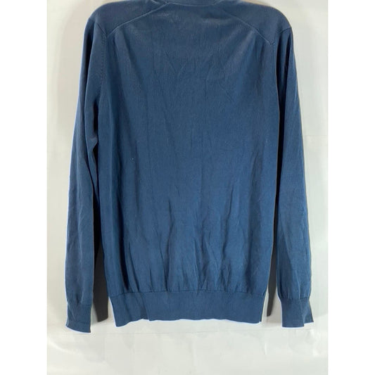 BEN SHERMAN Men's Blue Button-Up V-Neck Long Sleeve Cardigan SZ S