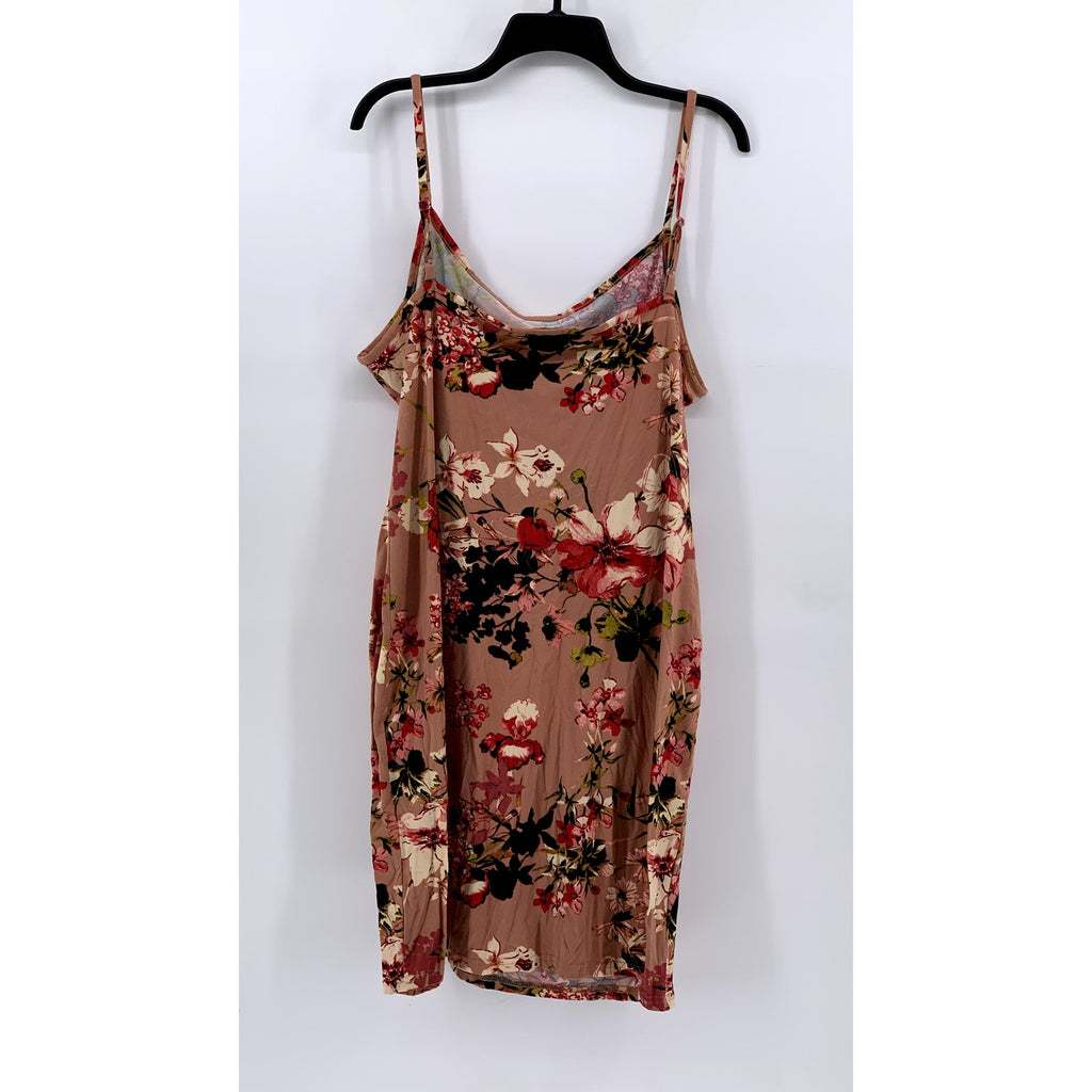 ROGUE COLLECTION Women's Plus Salmon Pink Floral Mini Dress SZ 3X