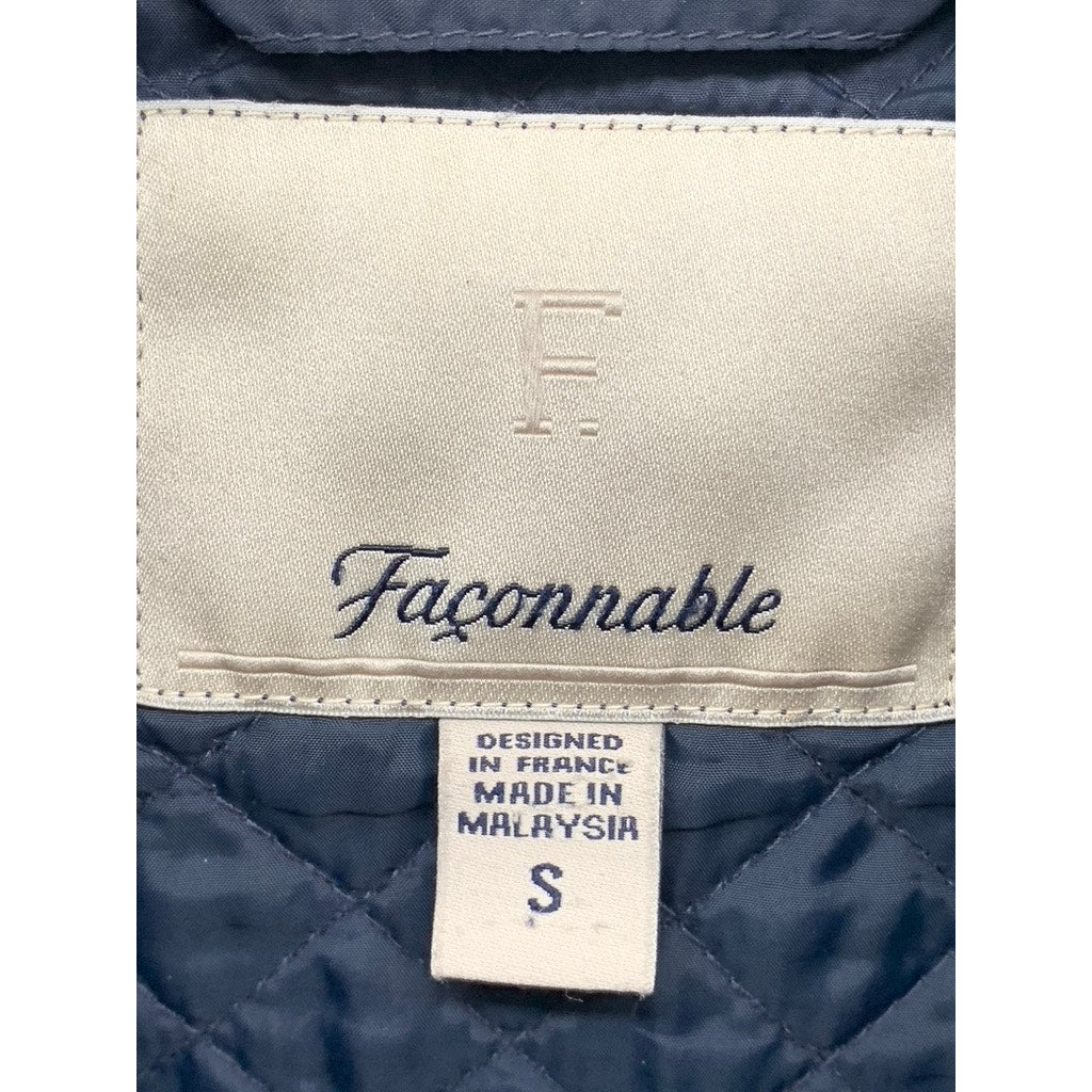 FACONNABLE Women's Navy Quilted Sleeveless Button-Up Vest SZ S