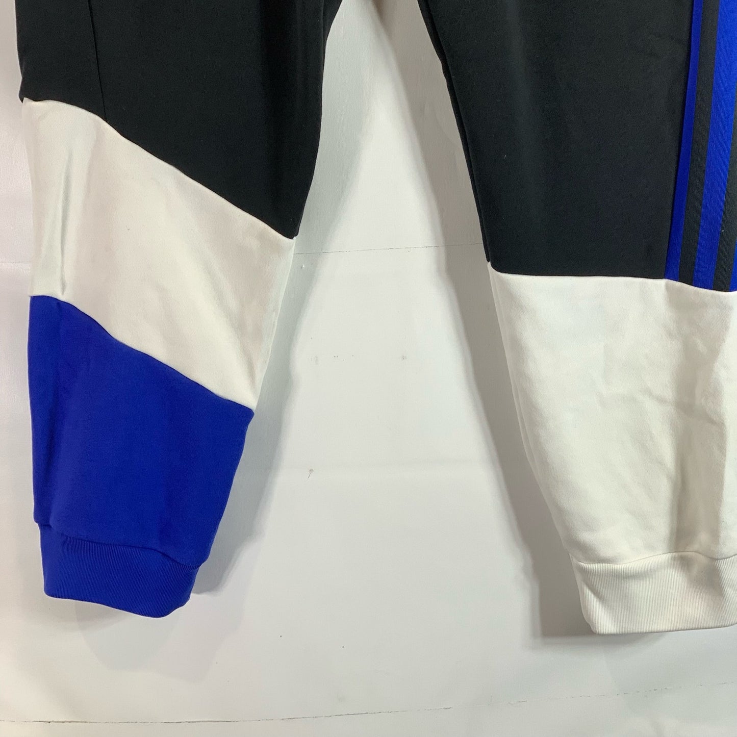 ADIDAS Men's Black/Blue/White Colorblock Fleece Drawstring Pull-On Pants SZ 2XL