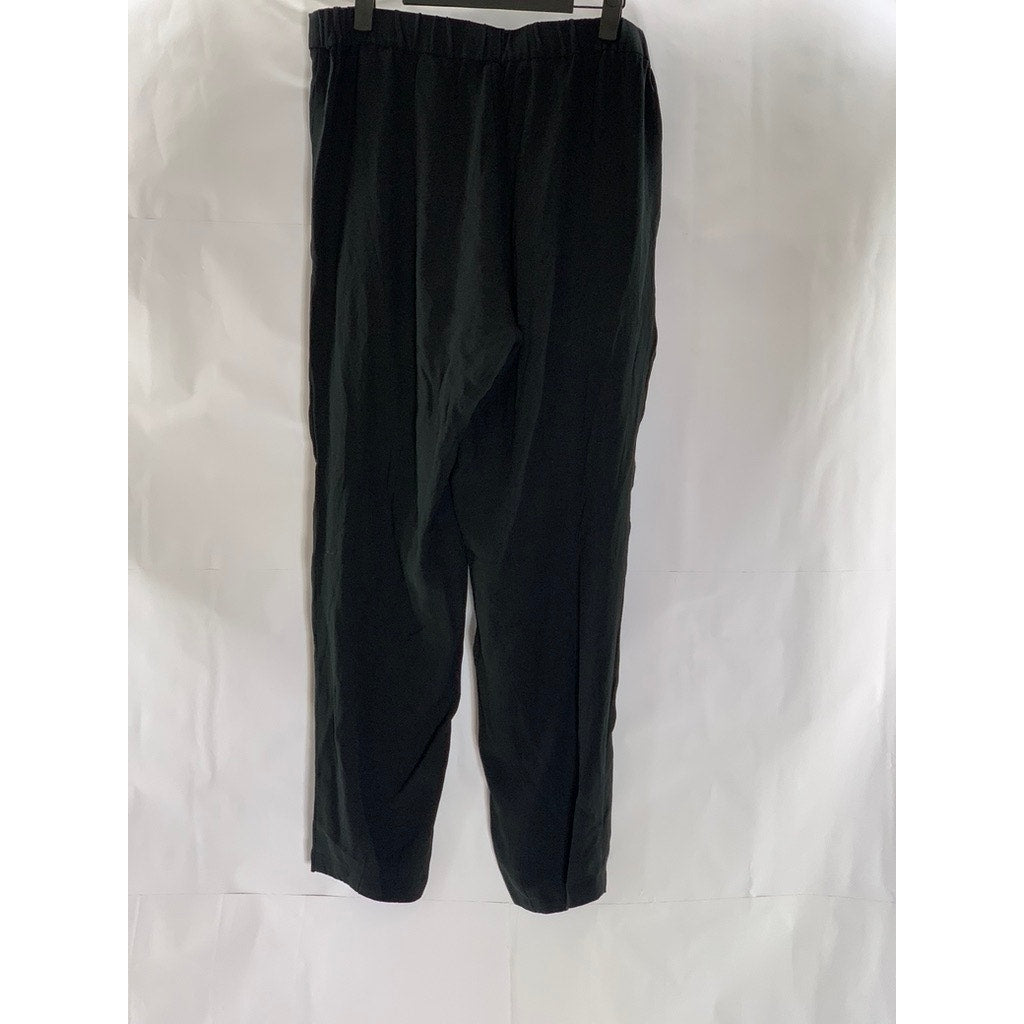 EILEEN FISHER Women's Black Solid Silk Pleated Pull-On Ankle Pant SZ S