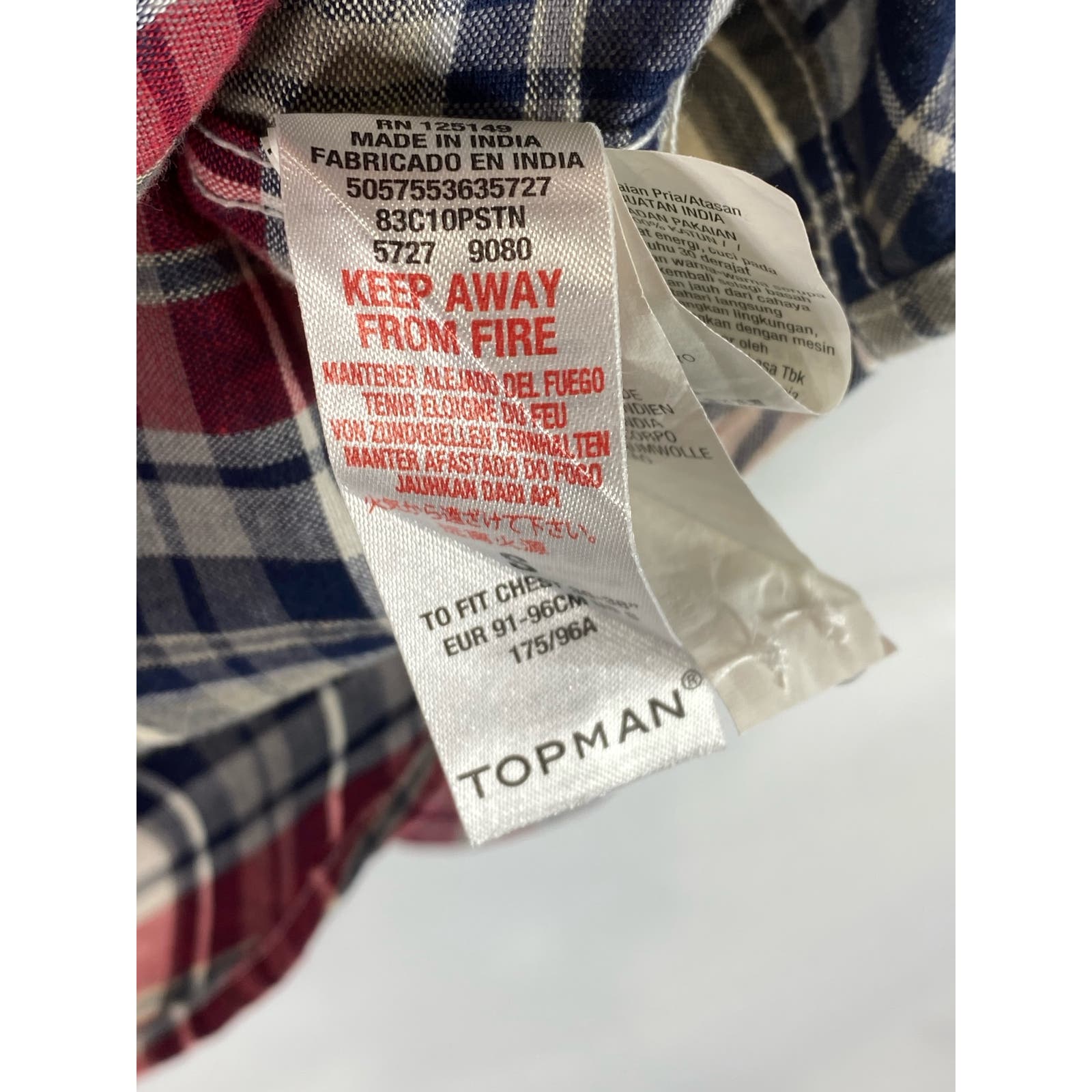 TOPMAN Men's Multicolor Plaid Button-Up Regular-Fit Long Sleeve Shirt SZ S