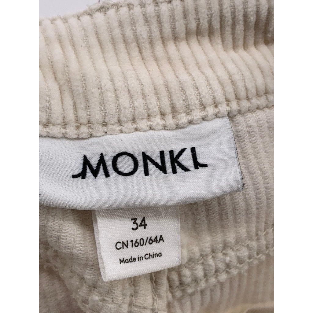 MONKI Women's Beige Corduroy Slim Leg Pants SZ 34(US2)