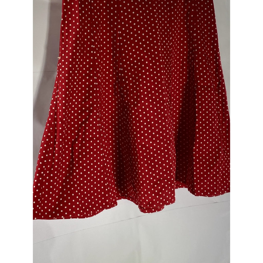 H&M Women's Red-White Polka Dot Belted A-Line Mini Skirt SZ 4