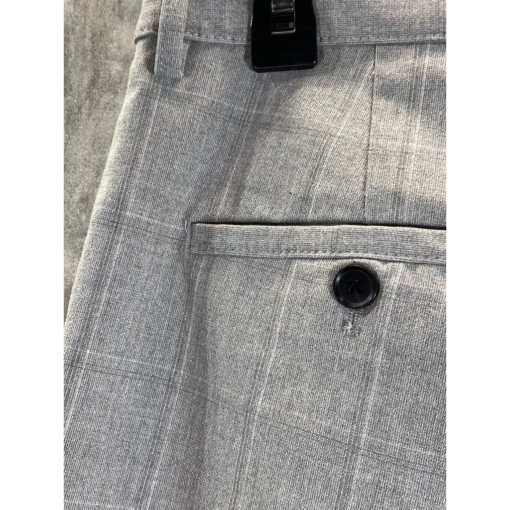 ZARA Men's Light Grey Plaid Slim-Fit Flat Front Dress Pants SZ 31