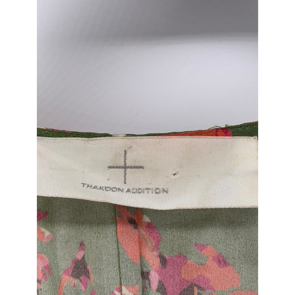 THAKOON ADITION Women's Army Green-Orange Floral 3/4 Sleeve Mini Dress SZ 2