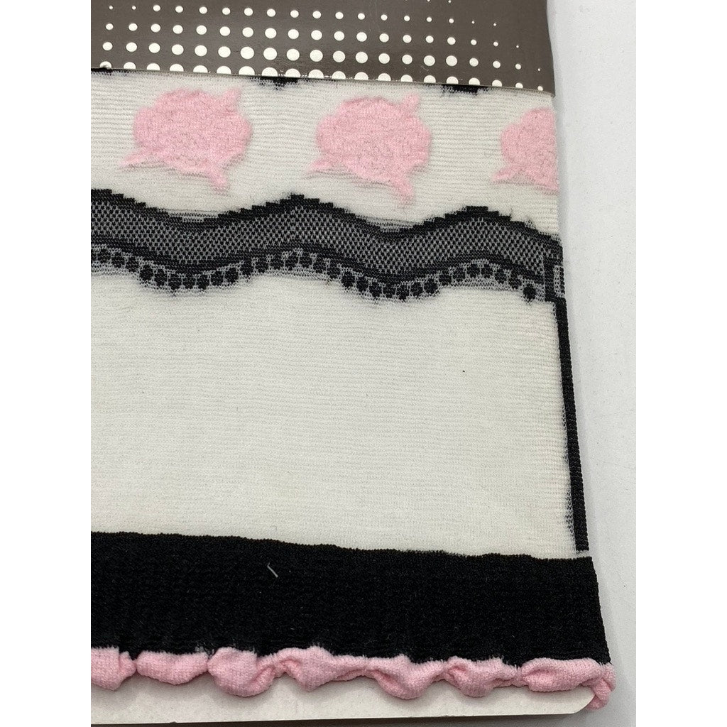 FRENCH CURVE Women's Black-White-Pink Striped Semi Sheer Socks SZ OS
