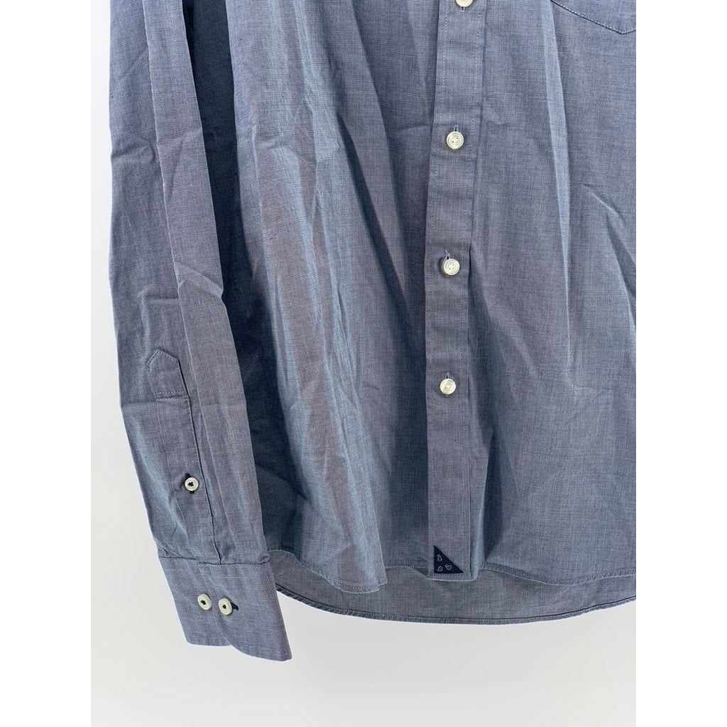 UNTUCKIT Men's Blue Regular Fit Monterra Button-Up Shirt SZ L