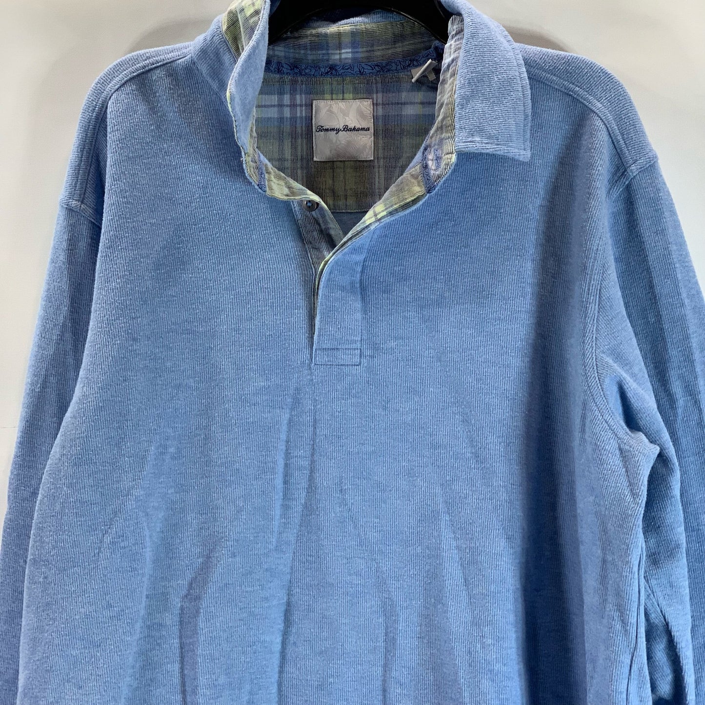 TOMMY BAHAMA Men's Light Blue Quarter Button Stand Collar Pullover Sweater SZ XL