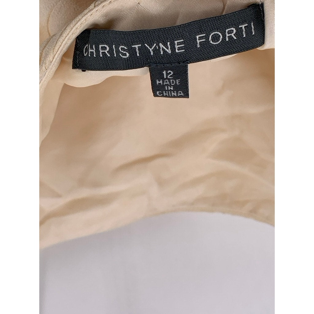 CHRISTYNE FORTI Women's Beige Rhinestone 2-Pc Gown SZ 12