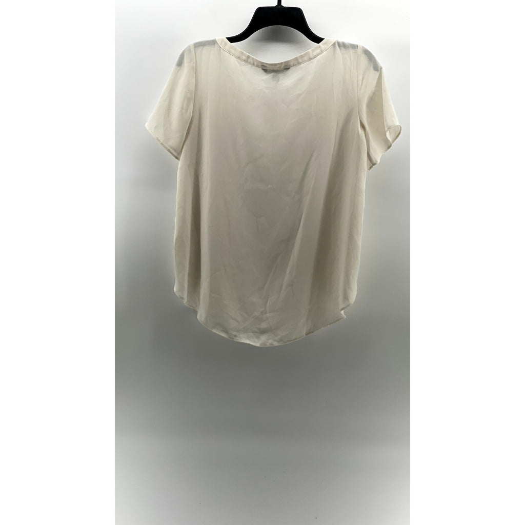 BANANA REPUBLIC Women's Petite Cream Crewneck Short Sleeve Blouse SZ XS/P