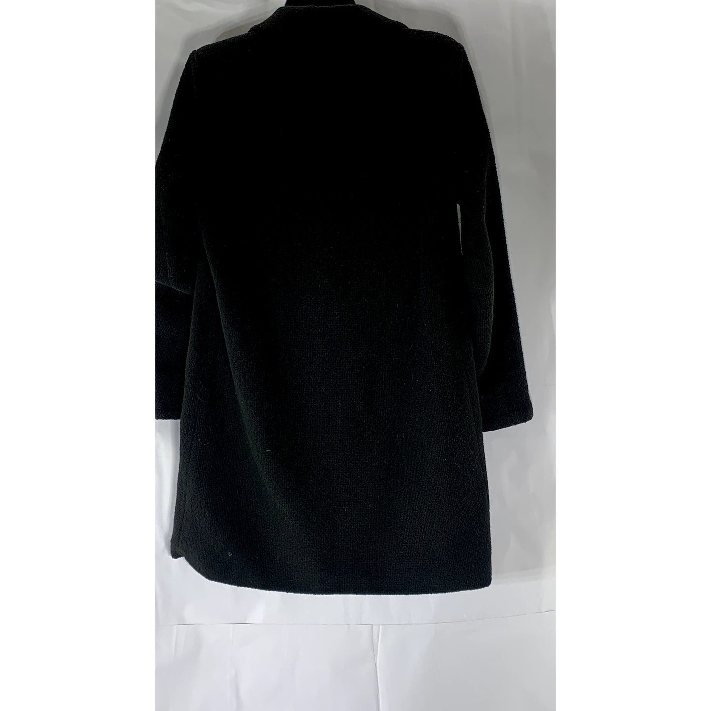 FOREVER 21 Women's Black Textured Notch-Collar Snap-Button Coat SZ S