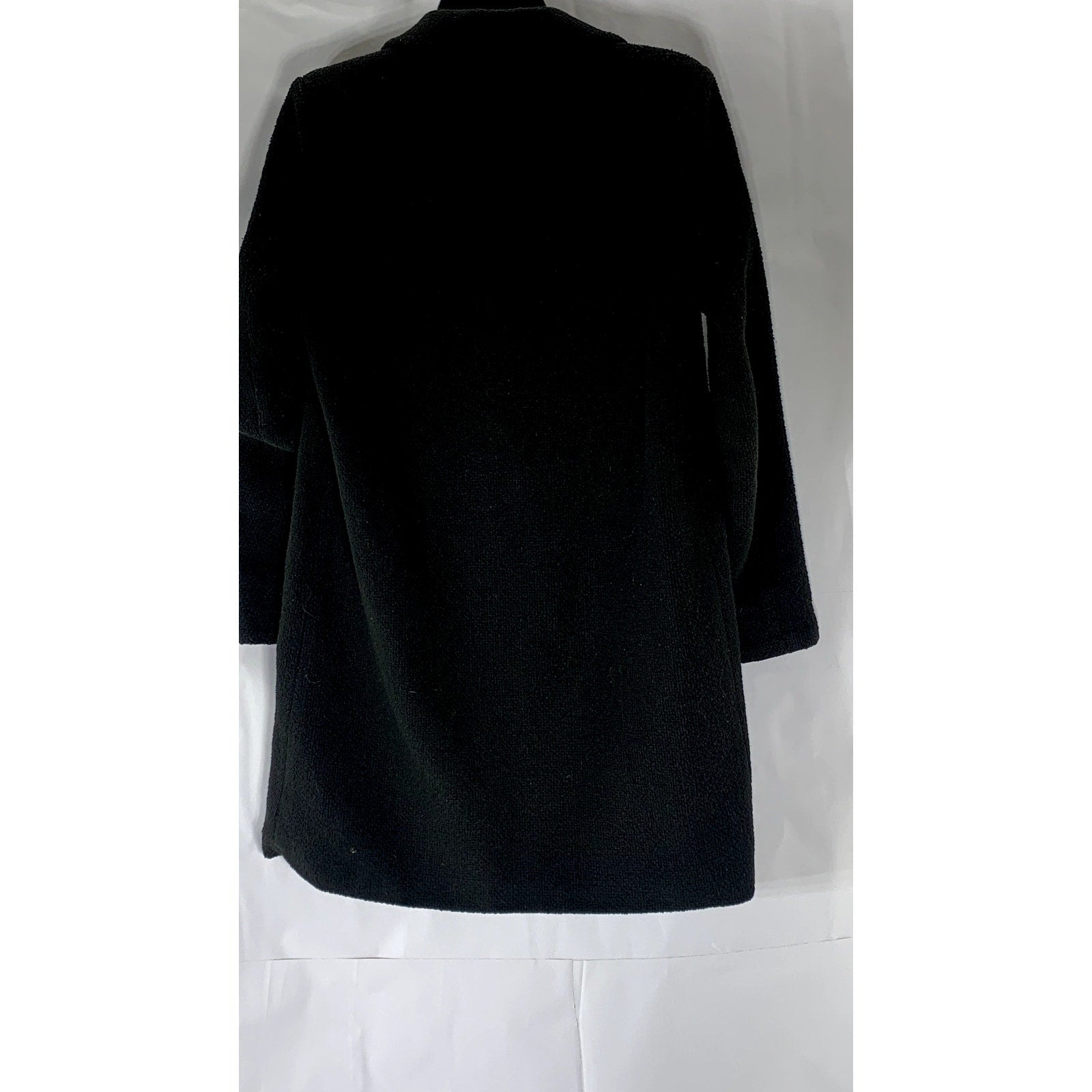 FOREVER 21 Women's Black Textured Notch-Collar Snap-Button Coat SZ S