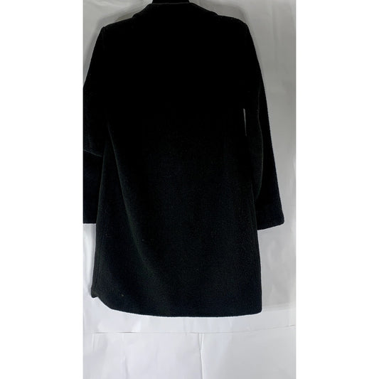 FOREVER 21 Women's Black Textured Notch-Collar Snap-Button Coat SZ S