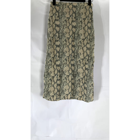 AMERICAN EAGLE Outfitters Women's Beige Snake-Print Straight Midi Skirt SZ XS
