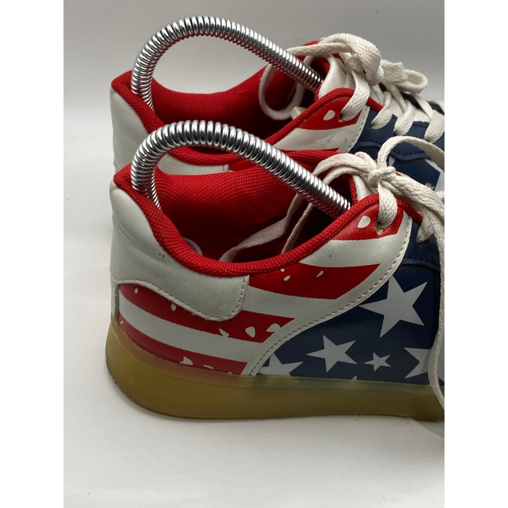UNBRANDED Men's Red-Blue-Green Star Print Lace-Up Light-Up Sneakers SZ 39(9)