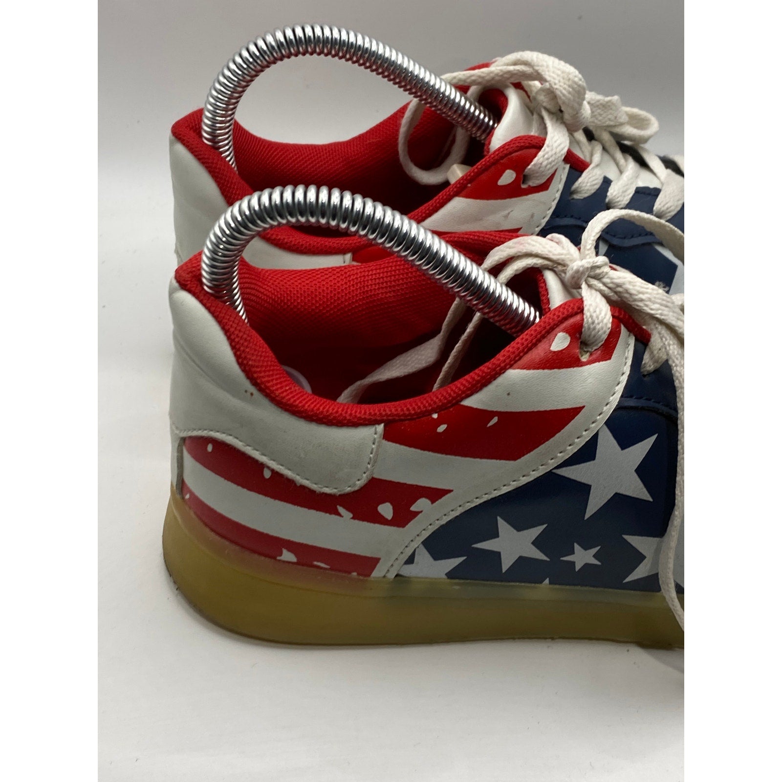 UNBRANDED Men's Red-Blue-Green Star Print Lace-Up Light-Up Sneakers SZ 39(9)