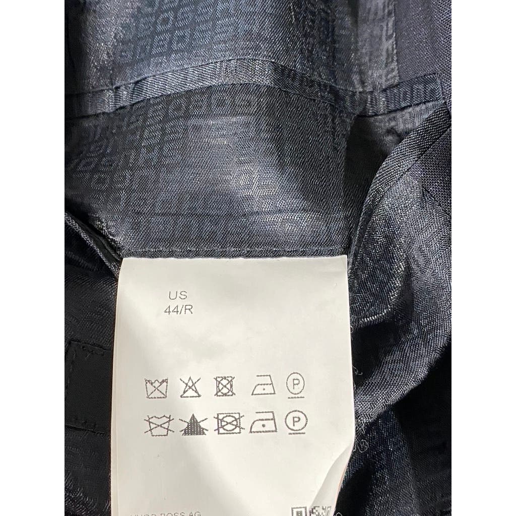 BOSS HUGO BOSS Men's Black Classic-Fit Super 100 Wool Two-Button Blazer SZ 44R