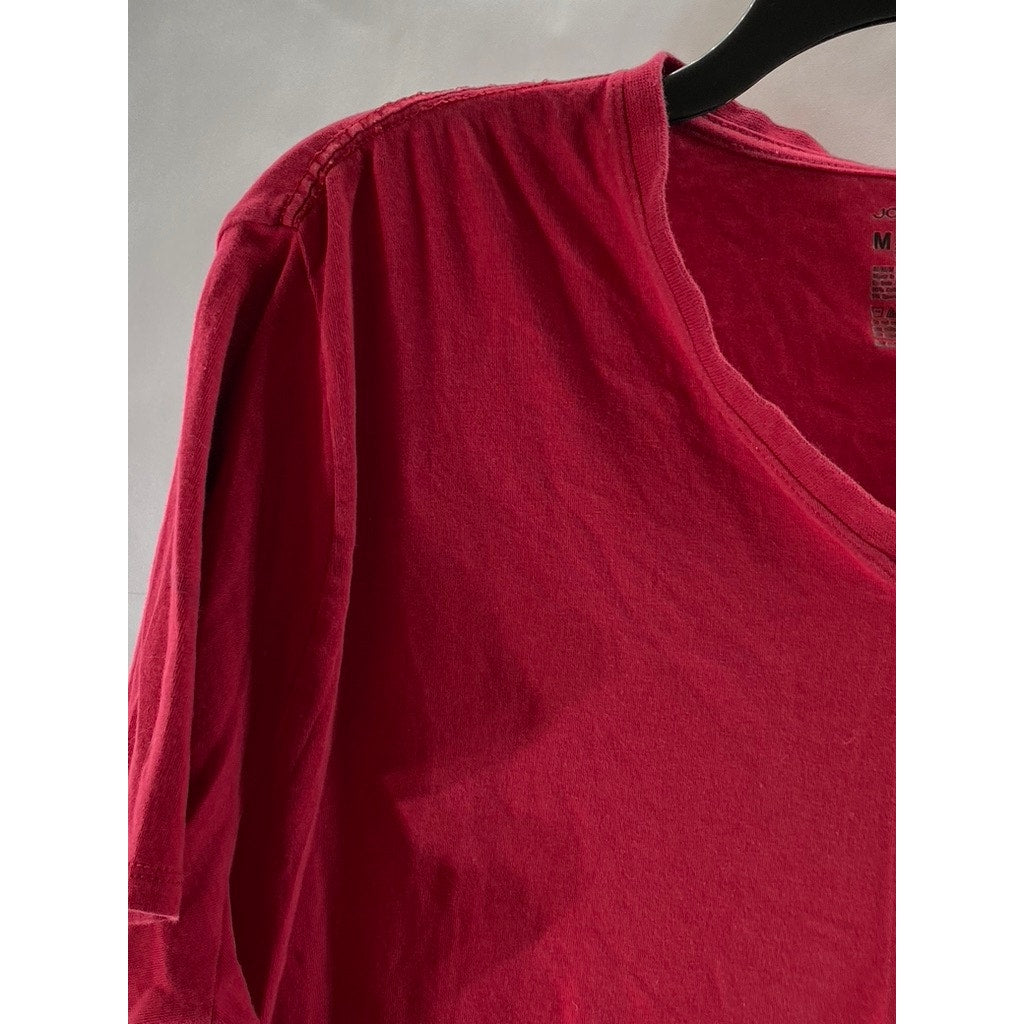 JOCKEY Men’s Red Solid Cotton Stretch V-Neck Short Sleeve T-Short SZ M