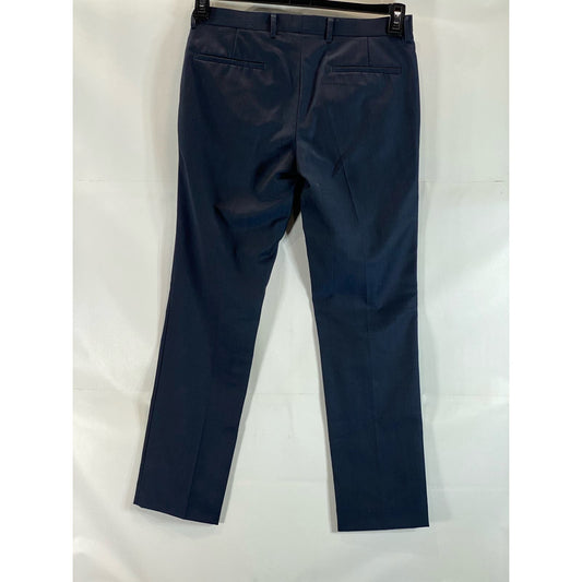 TOPMAN Men's Navy Straight-Leg Wool-Blend Flat Front Pants SZ 32R